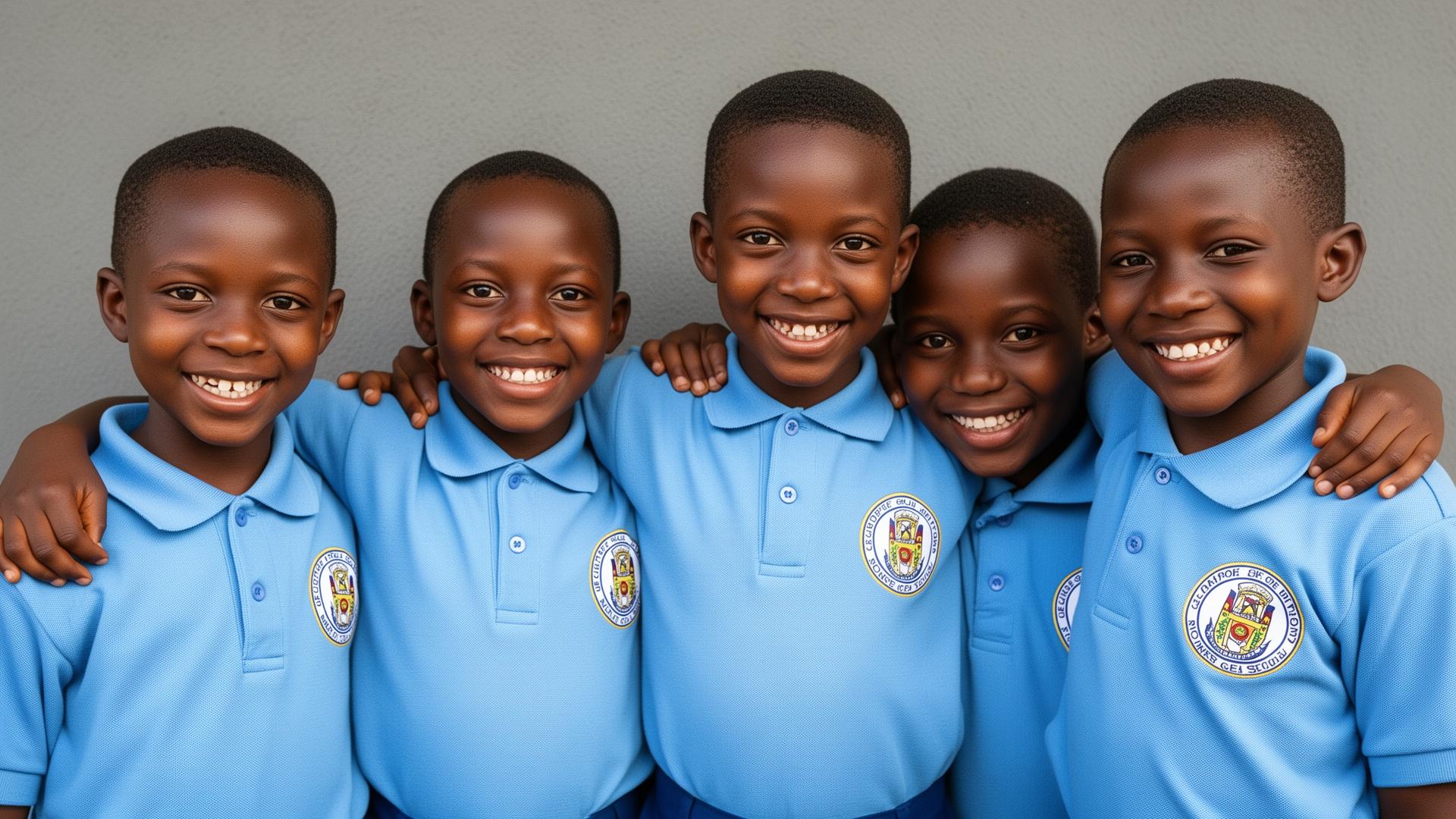 Pupils in blue polo uniform